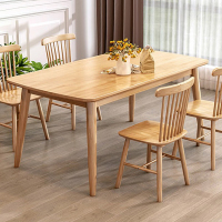 仓迪 木质餐桌椅1桌4椅原木色餐桌椅单位食堂餐厅餐桌餐椅组合1400×700×750mm(单位:套) CD-1500