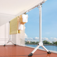 册宣 CXLYJ7887 晾衣架落地式不锈钢折叠衣架室内阳台全钢防风加固款2.4米加横杆