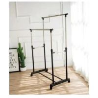 册宣晾衣架落地阳台家用双杆伸缩折叠晒衣架长80-145cm高95-150cm宽43cm 公差±5cm