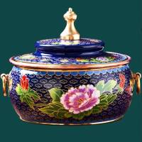 册宣 CX549珐琅彩单人电磁炉铜火锅新景泰蓝分餐小铜锅涮羊肉加厚家用饭店用