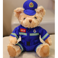 册宣 消防小熊消防员毛绒公仔玩偶 25cm 8寸消防熊娃娃