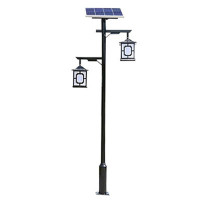 册宣 双灯头太阳能庭院灯 太阳能led景观灯古典灯笼双头 高3米