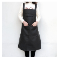 册宣 防水防油皮革围裙三口袋PU厨房做饭成人男女围腰加厚软皮工作围兜