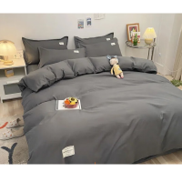 罗莱家纺(LUOLAI)纯棉四件套北欧ins风单被套床单床笠床上用品床单学 深灰送精美包装 1.5床单4件套