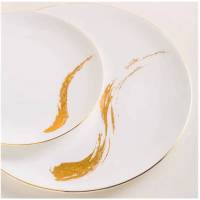 家佳恒美高档金边骨瓷中式餐具骨瓷摆台套装八件套酒店餐厅商用招待碗盘餐具 (单位:套)