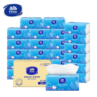 维达(Vinda)超韧抽纸3层130抽S码餐巾纸卫生纸巾自然无香整箱24包 蓝色(单位:箱)