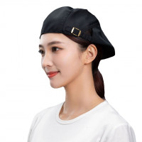 册宣 CX-5963餐饮工作帽透气网前进帽男女厨师贝雷帽奶茶店餐厅服务员帽子 黑色可调节