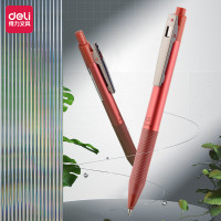 得力(deli)臻顺滑按动中性笔签字笔 办公中性笔 0.5mm子弹头 12支/盒红色 S18