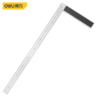 得力 DL302500 钢角尺直角尺双刻度角尺90度尺拐尺L型木工尺宽座方直尺500mm