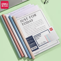 得力(deli)A4透明拉杆夹 15mm背宽水滴抽杆夹报告夹 混色 5个/包 63114