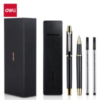 得力 卓然系列金属宝珠笔套装 中性笔签字笔 S158 附2支替芯 笔套0.5mm [宝珠笔礼盒]