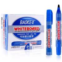 宝克(BAOKE)大容量可加墨白板笔大头笔易擦水性记号笔 MP399(蓝色)12只*2盒