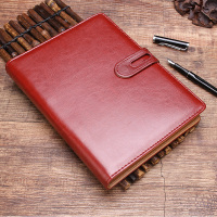 申士 A5/25K 6孔商务可替换内芯活页本皮面本95张办公记事笔记本子会议本 19225 酒红色 1本