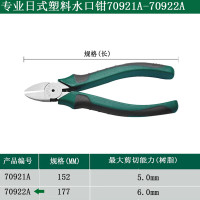 世达 70921A专业日式塑料水口钳斜嘴钳斜口钳(6英寸)