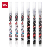 得力(deli) 直液笔签字笔 0.5mm 全针管时尚学生中性笔 水笔走珠笔会议笔 黑色12支/盒 S876