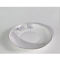 益美洁 8寸荷口盘 家用骨瓷餐具 秋日海棠碗碟简约碗盘陶瓷高档碗盘