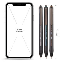 得力(deli))SF666-B全新按动直液笔0.5mm子弹头中性笔 可换芯直液笔 商务办公学生水笔走珠笔 黑色3支/盒