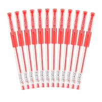 晨光 文具 Q7/0.5mm红色中性笔 经典拔盖子弹头签字笔 办公水笔 12支/盒