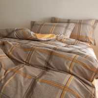 凯盛家纺纯棉加厚磨毛四件套 全棉 保暖秋冬季床上用品简约被套乐檬桔 1.8米床(适用被芯220*240cm) 公差±5c
