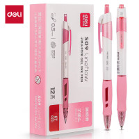 得力(deli)[顺滑之星]臻顺滑按动中性笔 签字笔 时尚办公 0.5mm子弹头 12支/盒S09红