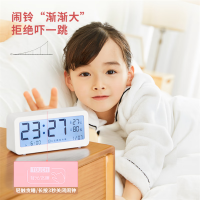 得力(deli)多功能电子闹钟学生专用起床神器 背光床头钟时钟 时间管理温湿度计 圣诞节礼物 白色 8826