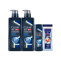 清扬(CLEAR) 男士头皮劲能瓶专研5倍冰爽型洗发水 570g*2+100g*2去屑蓬松C罗