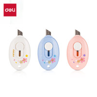 得力(deli)樱花迷你随身美工刀 拆快递小刀 学生美术裁纸刀小号可爱 78010颜色随机