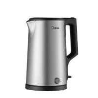 美的(Midea)电热水壶家用1.7L烧水壶双钢防烫防干烧热水壶 304不锈钢电水壶MK-PJ17A06