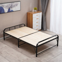 仓迪 CD-260铁床折叠床单人床午休床1米加厚钢木床 单层黑色 1000*1980*375mm