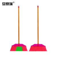安赛瑞 扫把 木杆 开丝塑料扫把 环卫扫水户外扫帚 短款软毛直五排 2把 7A00545