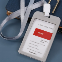 优和 双面透明 工作证卡套带挂绳工作牌证件套厂牌公交卡学生挂 竖版-灰色-含绳