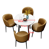 佐盛洽谈桌椅组合圆形会议桌简约休闲桌椅一桌四椅 浅棕色皮椅
