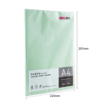 得力 7757 彩色80g A4复印纸彩纸 100张/包 浅绿色[6包/组]