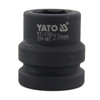 易尔拓YATO YT-1183 铬钼钢气动风动套筒1六角24-50mm大风炮重型轮胎短套头27mm 单个