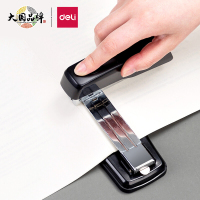 得力(deli)0414S 厚层订书器 中缝装订 临时装订可拆 12#50页旋转式 订书机办公用品 黑色