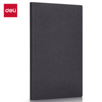 得力(deli)48K商务笔记本本子皮面本 记事本日记本会议记录本80张 BP124黑