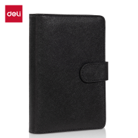 得力(deli)48k100张活页笔记本子文具新年礼物 6孔商务工作记事本日记本皮面本办公用品 黑色3152