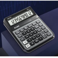 得力(deli)大屏12位语音计算器计算机 男女真声 电子琴功能可弹音乐 学生/办公口算 办公用品 蓝灰色1555