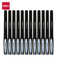 得力(deli)0.5mm黑色中性笔水笔签字笔 磨砂杆12支/盒S30
