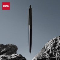 得力 臻顺滑按动中性笔玄墨色高级质感宝珠笔签字笔 1.0mm子弹头1支/盒A9-10