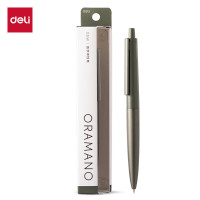 得力(deli)A9-05臻顺滑金属按动签字中性笔0.5mm签字笔写字笔(结绿色)(1支/盒)