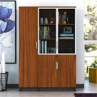 华燕天成 三门文件柜 文件柜资料柜木质老板书柜板式档案储物收纳柜办公室背景文件柜