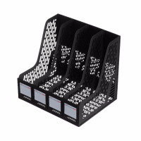 晨光 文件架资料框收纳盒书立架办公用品档案筐多层桌面塑料书架简易桌上文件框资料架 单个装 ADMN4398[四列黑色]