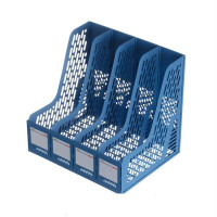 晨光 文件架资料框收纳盒书立架办公用品档案筐多层桌面塑料书架简易桌上文件框资料架 单个装 ADMN4398[四列蓝色]