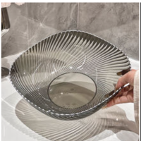 益美洁(YIMEIJIE) 大容量水果盘家用客厅 大号—透明黑+银边