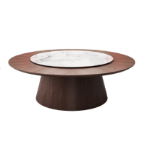 宏七家具 酒店餐桌大圆桌实木大理石转盘火锅桌 Φ1500mm*750mm