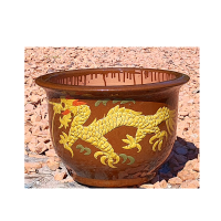 册宣 YMJ-249超大龙缸铁树专用盆景盆栽 室外紫砂粗陶花盆 八尺彩龙口径76cm高48cm 公差±3cm