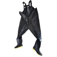 册宣 半身下水裤连体雨裤带雨鞋半身防水衣全身加厚背带皮叉裤 41码