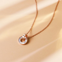 金 六 福 吉 祥 钛钢小双环白贝套链 TLTG20043