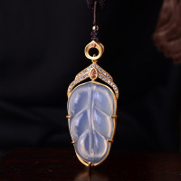 金 六 福 吉 祥 24K铸金叶子玉髓吊坠 DZ24K210002